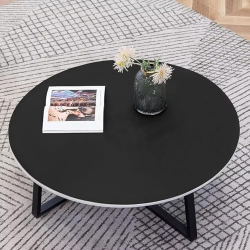 Rund Abwischbar Tischauflage Kunstleder Tischdecke - Wasserdicht Durable PVC Tischdecke, Abwaschbar Schmutzabweisend Pflegeleicht Farbe & Größe Wählbar, 40 cm Durchmesser, Schwarz von Generic