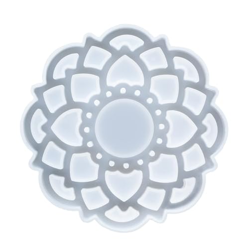 Runde Blumenform, Lotus-Mandala-Untersetzer, Harzformen, Mandala-Tablett, Silikonform für Harzkunst, 13,5 x 13,5 x 3 cm, 1 Stück von Generic