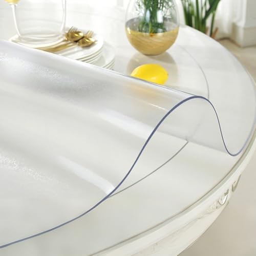 Runde PVC Tischdecken 1.5 mm Dicker Tischdecke Tischschutz transparent Klare Wasserdicht Tischschutzfolie Kunststoff Tischsets(Mattiert,75 cm) von Generic