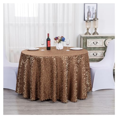 Runde Tischdecke Aus Polyester, Leinenoptik Tischdecken Abwaschbar Tischtuch, Für Zuhause, Esszimmer, Küche, Garten, Partys (Brown 160cm) von Generic