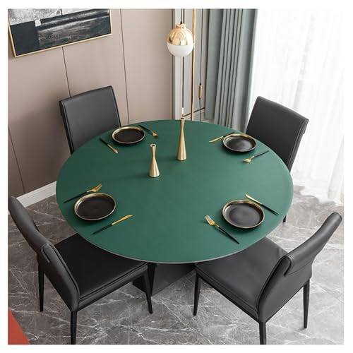 Runde Tischdecke aus Leder, Vinyl-Tischdecke, wasserdicht, hitzebeständig, abwischbare Tischschutzunterlage aus Kunstleder für Esszimmer, Kaffeetisch, Gartentisch, Außen- und Innenbereich, d von Generic