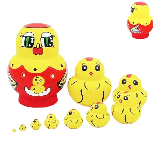 Russische Nistpuppen, Huhn, Nistpuppen, Huhn, Set mit 10 russischen Puppen aus Holz, verschachteltes Spielzeug in Form von Geflügeln, zur Dekoration des Valentinstags Russische Nistpuppen, Huhn, Nistpuppen, Huhn, Set mit 10 russischen Puppen aus Holz, verschachteltes Spielzeug in Form von Geflügeln, zur Dekoration des Valentinstags von Generic