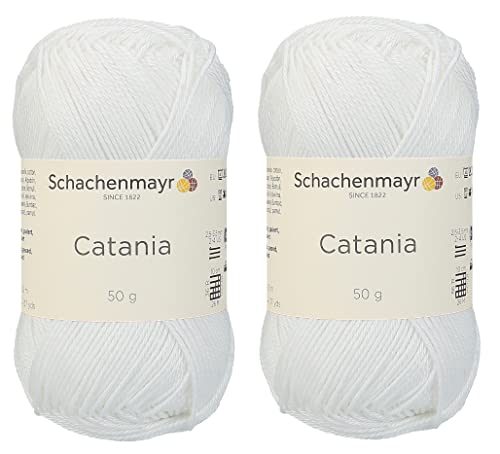 SMC Catania Originals 100 % merzerisiertes Baumwollgarn, insgesamt 100 g, 50 g, 125 m, Amigurumi Garn Fine-Sport 2 (106 Weiß) von Generic