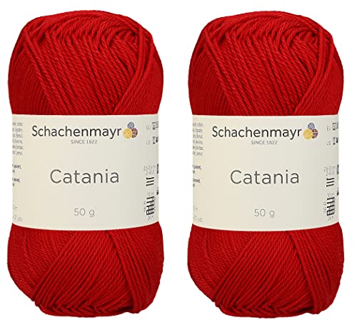 SMC Catania Originals 100 % merzerisiertes Baumwollgarn, insgesamt 100 g, 50 g, 125 m, Amigurumi Garn Fine-Sport 2 (115 Rot) von Generic