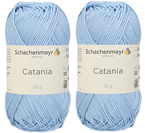 SMC Catania Originals 100% merzerisiertes Baumwollgarn, insgesamt 100 g, 50 g, 136 Yrds Amigurumi Garn Fine-Sport 2 (173 Light Blue) von Generic