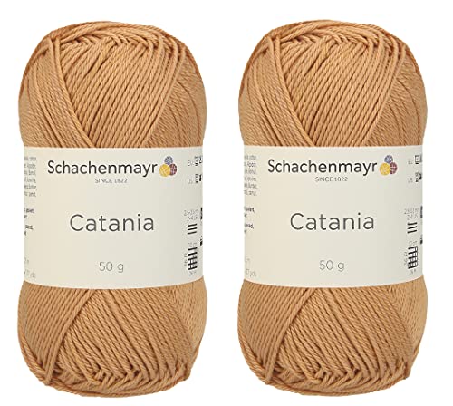 SMC Catania Originals 100% merzerisiertes Baumwollgarn, insgesamt 100 g, 50 g, 136 Yrds Amigurumi Garn Fine-Sport 2 (179 Camel) von Generic