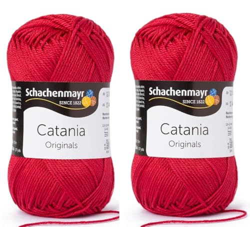 SMC Catania Originals Garn, 100 % merzerisierte Baumwolle, insgesamt 100 g, je 50 g, 136 m Amigurumi-Garn Fine-Sport 2 (424 Kir) sche) von Generic