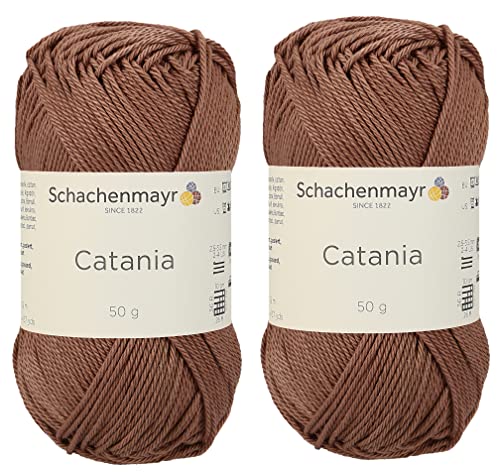 SMC Catania Originals Garn, 100 % merzerisierte Baumwolle, insgesamt 100 g, je 50 g, 136 m Amigurumi-Garn Fine-Sport 2 (438 Deep A) mber) von Generic