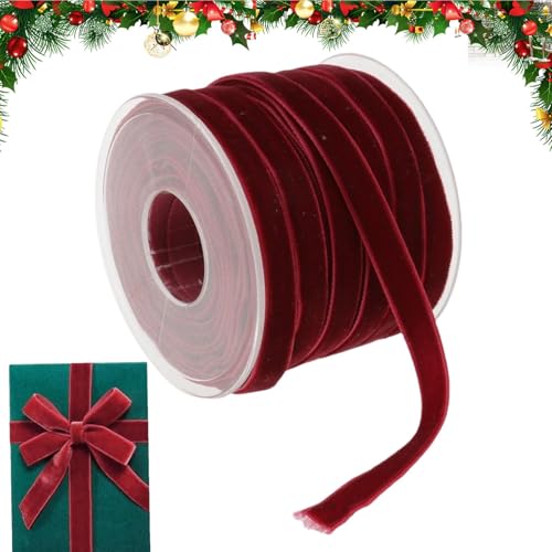 Samtband – Vintage-Samtband – Samt-Weihnachtsband Zum Verpacken Von Geschenken – 0,4 Zoll Samtband Für Die Schleifenherstellung – 20 Yards Stoffbänder Für Blumenstrauß, Haarschleifen-Clip, Handgeferti von Generic