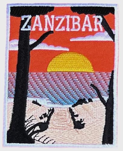 Generic Sansibar-Patch (8,9 cm) besticktes Bügel-/Aufnäh-Abzeichen, Reise, Serengeti-Nationalpark, Safari-Souvenir, Emblem, DIY-Emblem, Geschenk, Patches, groß von Generic