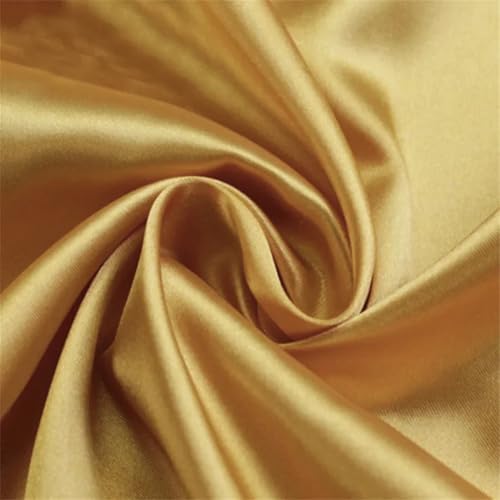 Satinstoff Meterware, Goldener Stoff zum Nähen, glänzender Goldener Satin-Futterstoff, einfarbig, weicher, glatter Stoff, 4, 150 cm x 1 m von Generic