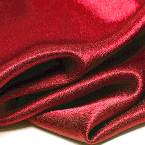 Satinstoff als Meterware, 3/5/10 Yard, glänzender Satinstoff zum Nähen von Hochzeitskleidern, einfarbig, seidig weicher Stoff als Meterware, 22 rot, 147 cm x 3 Yard von Generic