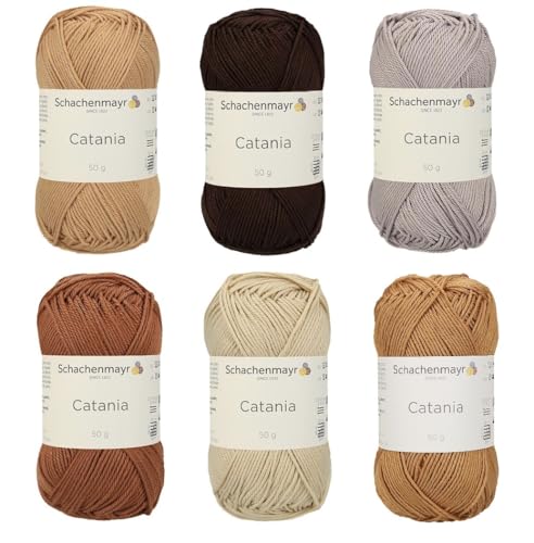 Schachenmayr Catania Originals Garn, mercerisiertes Amigurumi-Garn, einfaches Häkelgarn, gemischte Farben, 2-Fein (Kaffee-2) von Generic