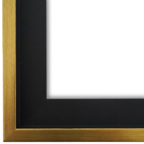 Schattenfugenrahmen Bilderrahmen Schwarz Gold 60x80-60x80 cm - Modern, Shabby, Vintage - Alle Größen - handgefertigter Holz Rahmen für Bilder - Leinwand auf Keilrahmen oder Platte - Udine von Generic