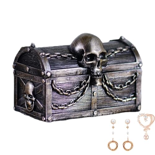 Schatzkiste | Vintage-Schatz-Aufbewahrungsbox | Harz-Schmuckschatulle | Totenkopf-Schmuckkästchen, Ketten Schmuckkästchen, Piraten-Schatzbox, Sammlungs-Aufbewahrungsbox, Gothic-Schatzbox, von Generic