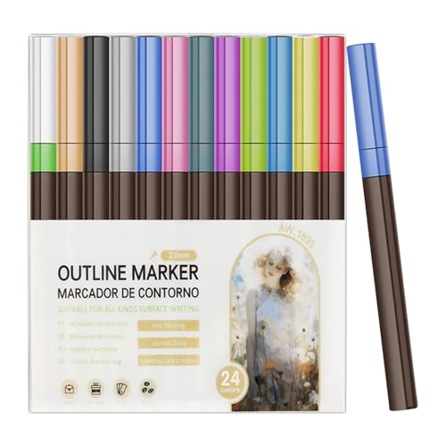 Schimmernde Marker, Konturenmarker | Set mit doppeltem Glitzer-Gelstift, Glitzer-Gel-Konturstift für Kritzeleien, Scrapbooking, Weihnachtsbasteln von Generic