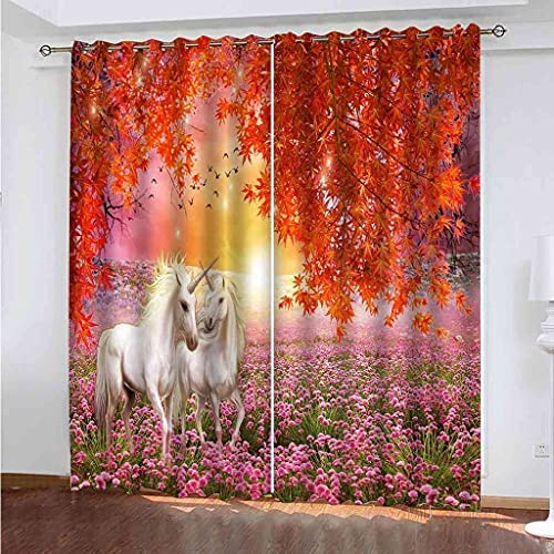 Schlafzimmer Ösen Vorhänge Chinesischer Fantasy-Einhorn 183 (B) X 214 (H) cm Blickdichter Vorhang 3D Bedruckt Lärmschutz Wärmeisoliert Vorhänge Für Schlafzimmer Wohnzimmer Kinderzimmer -0L6R-Y5P0-1 von Generic