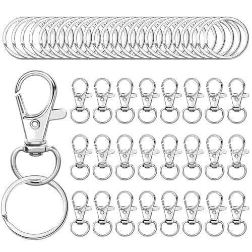 -Schlüsselanhänger-Clip, Schlüsselanhänger-Clip-Haken, 50 x drehbare Karabiner | Metall-Schlüsselanhänger-Bastelzubehör, Bastel-Schlüsselanhänger-Schlüsselanhänger-Herstellungsset von Generic