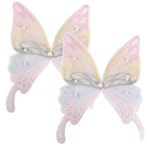 Schmetterling Spitzenperlen Bestickter Applikationen 2pcs Spitzen Schmetterling Flügel Auf Flecken DIY Bastel Schmetterling Dekor Nähen von Generic