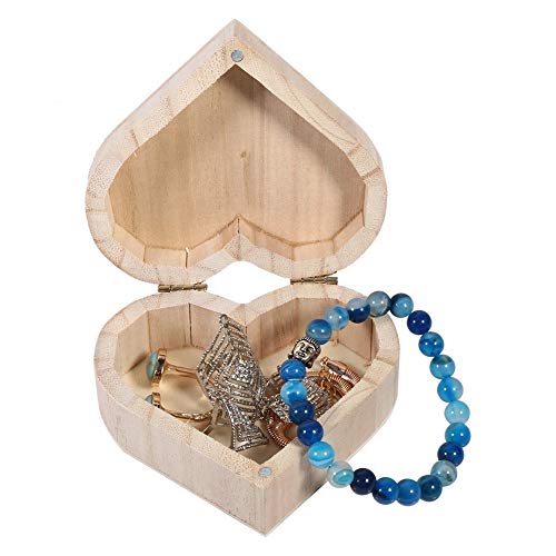 Schmuck-Organizer, Holzkiste, Holz-Aufbewahrungsbox, Herzförmig, Zum Verpacken von Schmuck, Kleinen Geschenken, Schmuckstücken von Generic