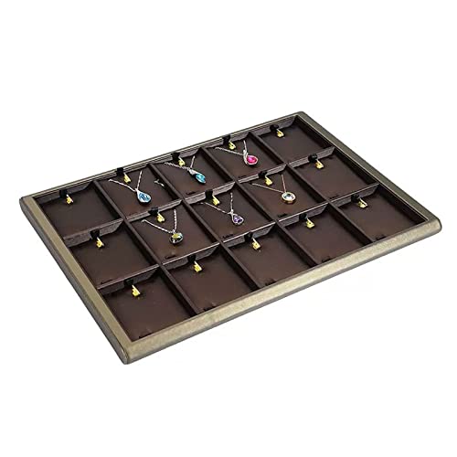 Schmuck-Organizer-Ständer, PU-Leder, 15 Fächer, Schmuckeinsatz, Tablett für Halsketten und Anhänger, Schmuckschublade, Organizer für Halsketten/Anhänger, Organizer-Tablet von Generic