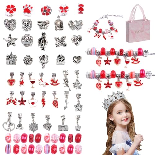 Schmuckherstellungsset für Mädchen, Perlenarmbandherstellungsset, Handgefertigtes Perlenherstellungsset, Perlenarmband-Set, Charm-Armband-Halsketten-Set, modisches Schmuck-Perlenset zum Basteln von Generic