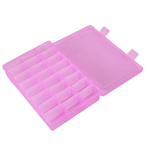 Schmuckschatulle, Organizer-Aufbewahrung, Perlen-Organizer-Box, 24 Fächer, Kunststoff-Schmuck, Verstellbare Box, Abnehmbarer Organizer, Perlen, Ohrringe, Aufbewahrungskoffer (PINK) von Generic