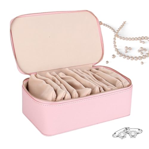 Schmuckschatulle für Reisen – Aufbewahrungsbox für kleinen Schmuck und Halsketten, elegant und tragbar für Frauen und Mädchen – ideal für den Urlaub Schmuckschatulle für Reisen – Aufbewahrungsbox für kleinen Schmuck und Halsketten, elegant und tragbar für Frauen und Mädchen – ideal für den Urlaub von Generic