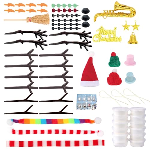 Schneemann-Set aus Modelliermasse – Bauen Sie ein Schneemann-Set | Weihnachtshandwerk für Kinder | Handgefertigtes Set mit Schneemann aus Modelliermasse | Weihnachtsarbeiten Co von Generic