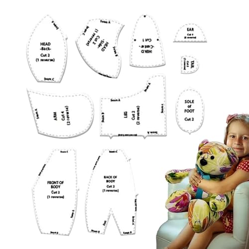 Schnittmuster Bär zum Nähen | Bären-Lineal Set – Acryl-Bastelbedarf – 10 Modelle für Anfänger und Fortgeschrittene – tolles Geschenk für Erwachsene von Generic