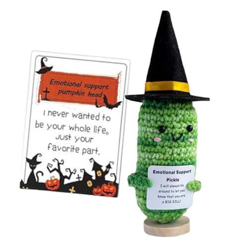 Schöne positive Puppe gestrickte positive Häkeln Puppe Positive Halloween Kopf Puppe Handgemachte Gurke Strickpuppe mit positiver Karte für Schwestern von Generic