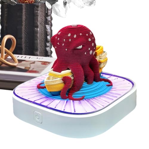 Schreibtisch-3D-Kalender 2025,3D-Kalender 2025,Desktop-Octopus-Notizkalender | 3D-Notizblock-Kalender, Schreibtisch-Oktopus-Ornament-Kalenderskulptur für den Arbeitsplatz in der Schule und zu Hause von Generic