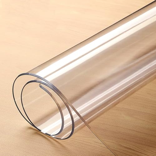 Schreibtischunterlage Transparent 2.0 mm Klar Tischdecke Tischschutz mit Abgeschrägter Kante Schreibtisch Tischfolie Schutzfolie für Outdoor Küche Picknick(80x140cm/31x55") von Generic