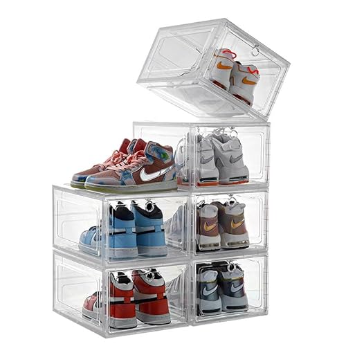 Schuhaufbewahrungsboxen, stapelbar, Kunststoff, transparent, Sneaker-Box für Schuhe, Boxen Aufbewahrung, Sortierboxen, 6 Stück von Generic