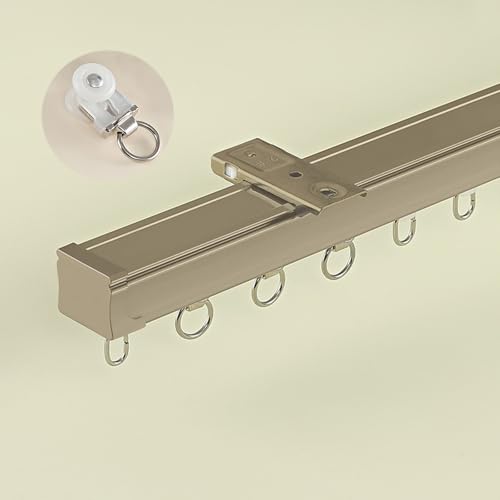 Schwer Vorhangschiene Set, Aluminium Deckenschiene, Gardinenschiene Für Wohnzimmer Schlafzimmer Büro(Gold,3.0m) von Generic