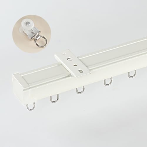 Schwer Vorhangschiene Set, Aluminium Deckenschiene, Gardinenschiene Für Wohnzimmer Schlafzimmer Büro(Weiß,4m) von Generic