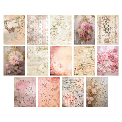 Scrapbook-Papier-Kit – Vintage-Scrapbooking-Kit, Journaling-Scrapbooking-Kit | 3D Schmetterlingspapier Für Scrapbook Journal, Journaling Scrapbooking Bastelpapier, Ästhetisches Scrapbook Papier Für Jo von Generic