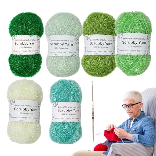 Scrubby-Garn, Scrubby-Garn 100 Yen Scrubby-Garn, handgefertigtes Häkel-Peeling-Garn, Auswahl an Scrubby-Häkelgarnen, exquisites, haltbares Scrub-Polyester-Garn für die Herstellung von Geschirrtüchern von Generic