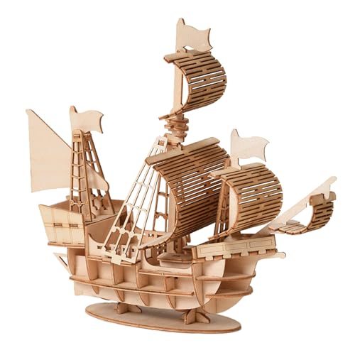 Segelboot Göteborg Holzpuzzle | 3D Puzzle | Modellbau | Modellbausatz Erwachsene ohne Klebstoff | Holzbausatz | Holz Baukasten | 53-teiliges | 16,5x5x15 cm (A) von Generic