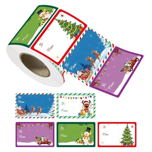 Selbstklebende Etiketten für Weihnachten – selbstklebende Weihnachtsetiketten, 400 x Weihnachtsgeschenketiketten | selbstklebende Aufkleber aus Papier, Geschenkanhänger für Feiertage, 7,5 x 5 cm, von Generic