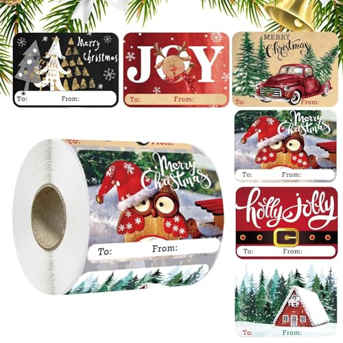 Selbstklebende Weihnachtsanhänger, Weihnachts-Namensschild-Aufkleber - Vista gedruckt 250 Stück Weihnachtsaufkleber Etiketten Dekoration | Kleberückseite Design Weihnachten Sticky Sticker für von Generic