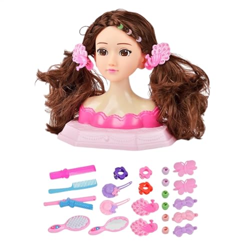 Set Toys Doll Head Make -up und Frisur - Simulations -Kit für Mädchen, Puppenkopf zum Stil und Make -up | Interaktives Spielzeug zum Erlernen von Frisuren und Make -up, OJ von Generic