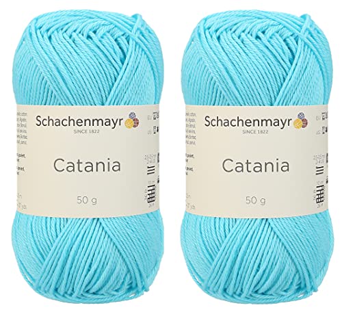 [ Set mit 2 Knäueln ] SMC Catania Originals 100% merzerisiertes Baumwollgarn, insgesamt 100 g. Je 50 g/136 Yrds (125 m) Amigurumi-Garn Fine-Sport 2 (397 Türkis) von Generic