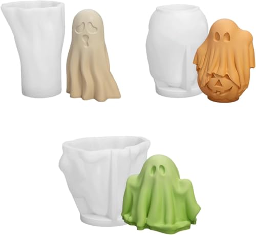 Silikonformen Gießformen 3D Geist Kerzenformen zum Gießen, Silikonform Geister Gips Zum Gießen, Halloween Deko Halloween Geist, Gießformen Silikon Epoxy Harz Formen Eis Form Giessformen Silikon (A) von Generic