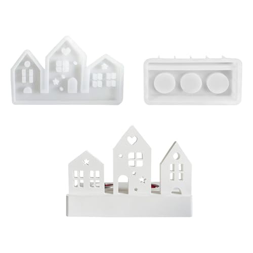 Silikonformen Gießformen Haus Silikonformen Gießformen Häuser 3D Silikonform Haus Silikonform Kerzenständer Silikonform Weihnachtsgießformen Silikongießform Haus zum Gießen Kerzen Gießen Formen Set von Generic