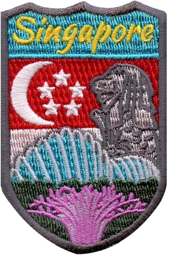 Singapur-Schild-Aufnäher (7,6 cm), bestickt, zum Aufbügeln, Reise-Souvenir-Emblem, perfekt für Rucksäcke, Gepäck, Hüte, Taschen, Handwerk, DIY-Geschenk-Patches von Generic