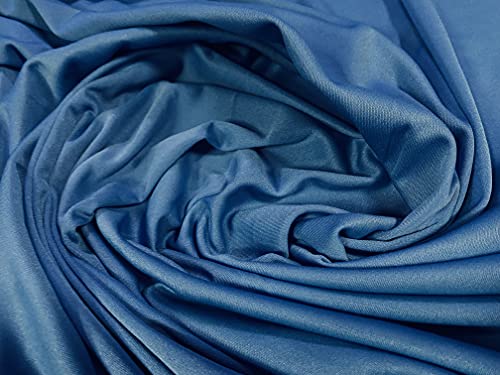 Single Jersey Polyester Stoff Meterware Uni Azurblau von Generic