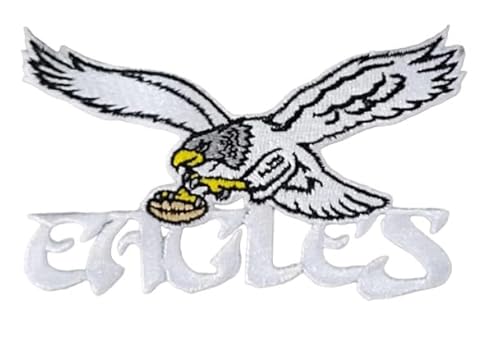 Smc Store Weißer Adler, Rugby, weiße Philadelphia-Fliege, mit Adler-Logo, bestickt, American Football-Fan, Lieblings-Team, zum Aufbügeln oder Aufnähen von Generic