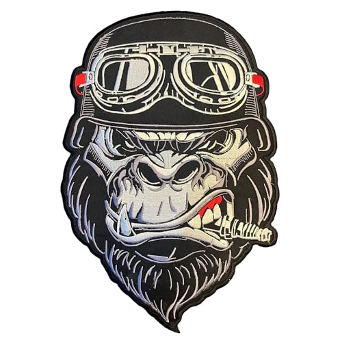 Smoking Orang-Utan bestickter Biker Patch zum Aufbügeln - hochwertiger Abzeichen für Jacken, T-Shirts und Kleidung von Generic