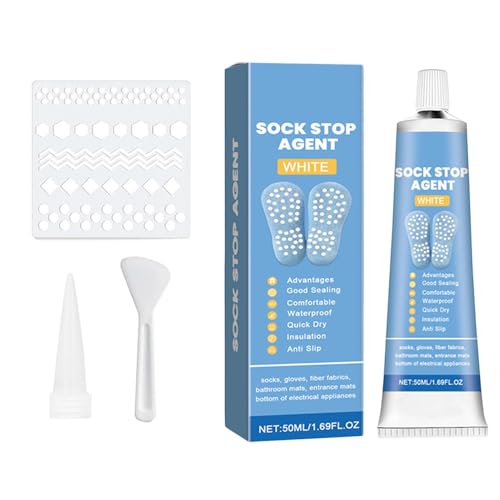 Sock Stop Anti-Rutsch-Kleber, schnell trocknend, 50 ml, rutschfester, weicher Kleber, wasserfeste Stofffarbe für rutschfeste Socken, Wollsocken, Badezimmermatten, Teppiche von Generic